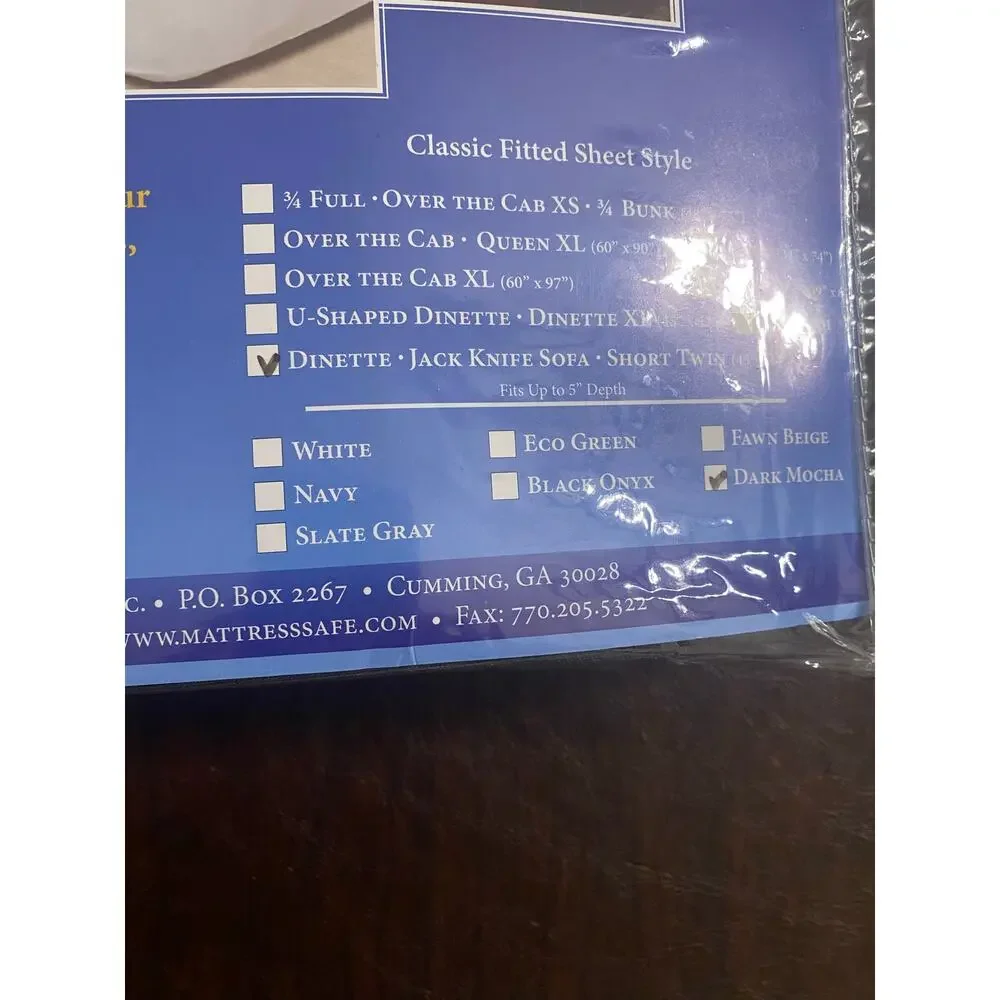 NWT Mattress Safe Essential Camper Sheet Short Twin RV 43x67 Mocha CWCS-4367